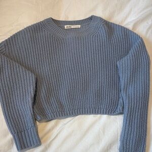 Elodie Cropped Crewneck Sweater in Dusty Blue
